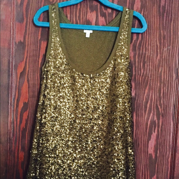 J Crew Bronze Sequin Sleeveless Tank Top - Picture 1 of 5